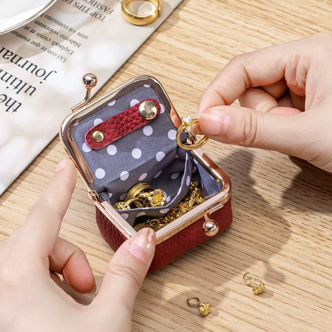 Mini Reise-Schmucketui - Vintage Leder Schmuckkästchen