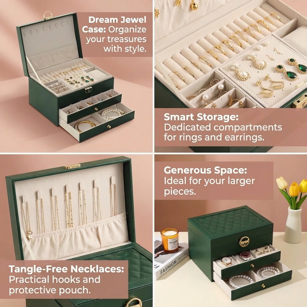 Schmuckschatulle mit Schubladen — 2-stufiger Organizer