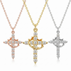 Crown Cross Necklace — Rotating Crown Crystal Pendant