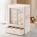 Schmuckschrank — Vertikales PU-Leder mit HD-Glas