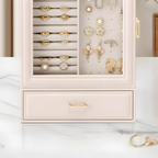 Schmuckschrank — Vertikales PU-Leder mit HD-Glas