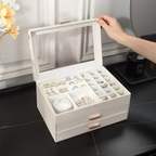 Schmuck-Displaytruhe — 3-stufig, veganes Leder
