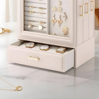Schmuckschrank — Vertikales PU-Leder mit HD-Glas