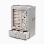 Schmuckschrank — Vertikales PU-Leder mit HD-Glas