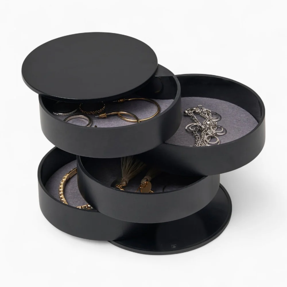 Caja de Joyas — Redonda Forrada de Terciopelo
