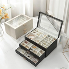 Schmuck-Displaytruhe — 3-stufig, veganes Leder