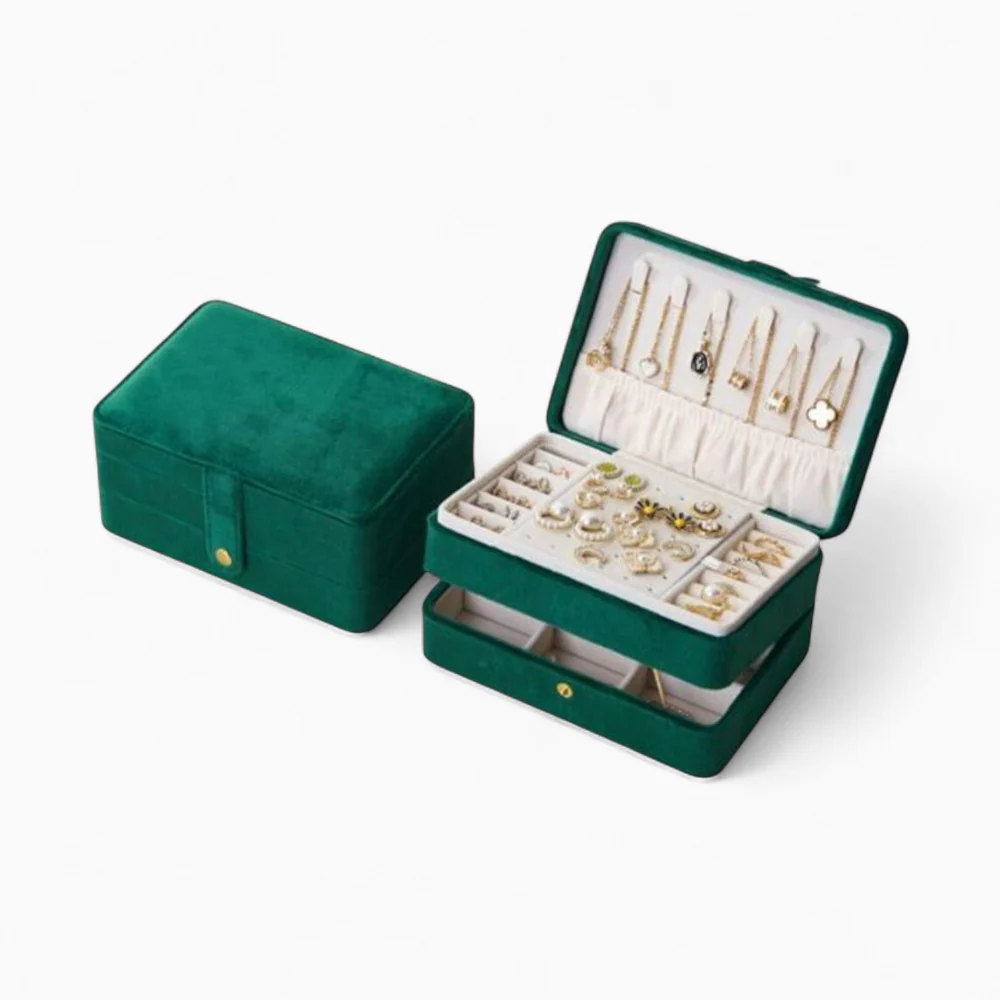 Estuche de Joyas de Viaje — Terciopelo Compacto