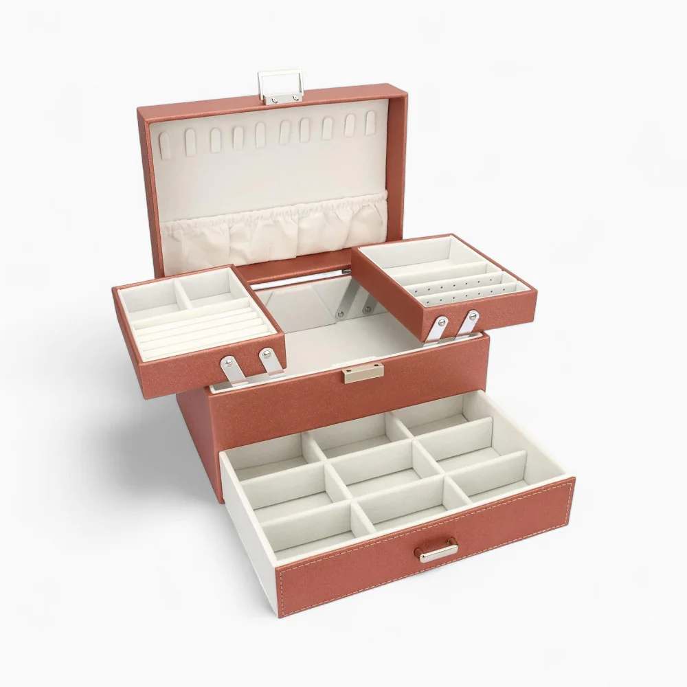 Schmuck-Organizer — Mehrfachfach, veganes Leder