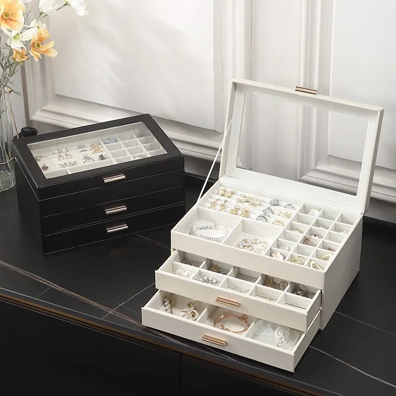 Schmuck-Displaytruhe — 3-stufig, veganes Leder