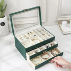 Schmuck-Displaytruhe — 3-stufig, veganes Leder