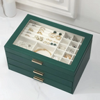 Schmuck-Displaytruhe — 3-stufig, veganes Leder