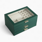 Schmuck-Displaytruhe — 3-stufig, veganes Leder