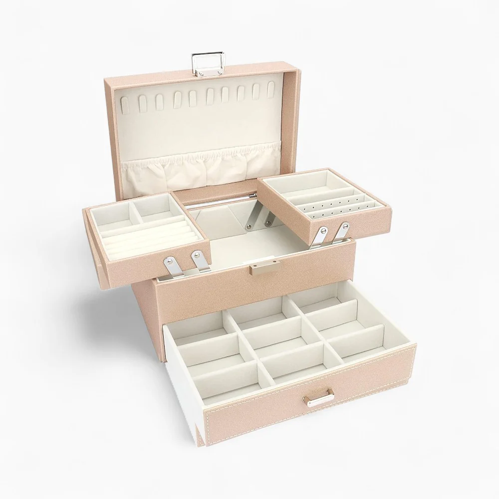 Schmuck-Organizer — Mehrfachfach, veganes Leder