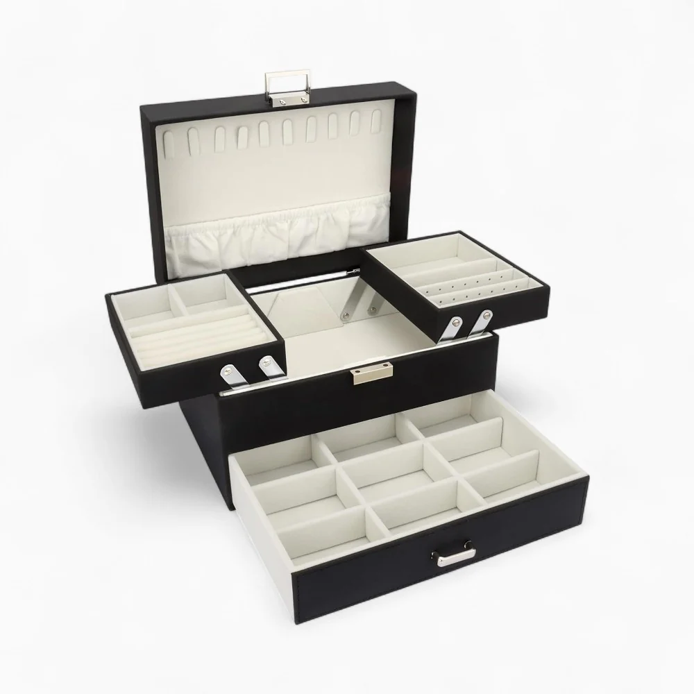 Schmuck-Organizer — Mehrfachfach, veganes Leder