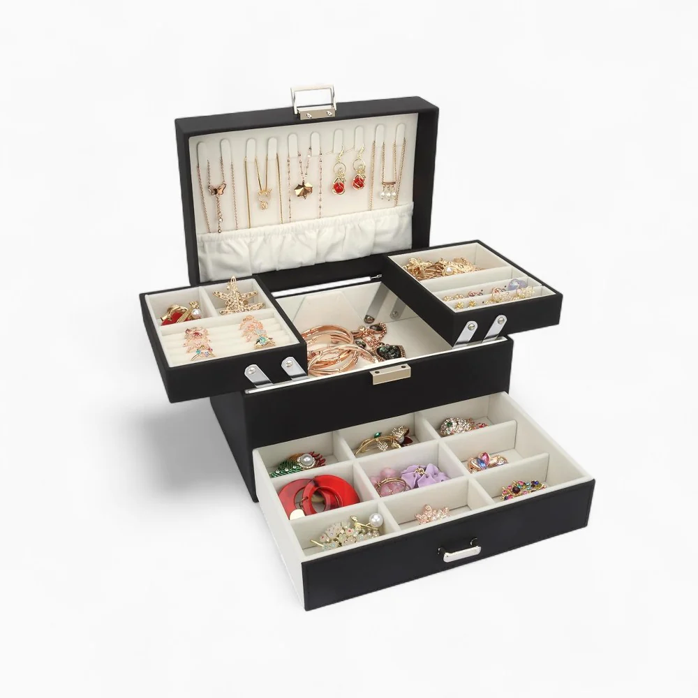 Schmuck-Organizer — Mehrfachfach, veganes Leder