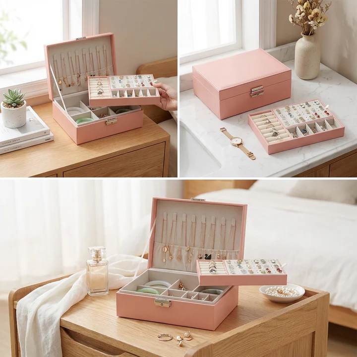 Moderne Schmuckschatulle — Organizer mit Samt-Innenfutter