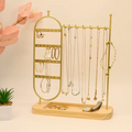 Soporte para Joyería — Metal con Base de Madera Sólida
